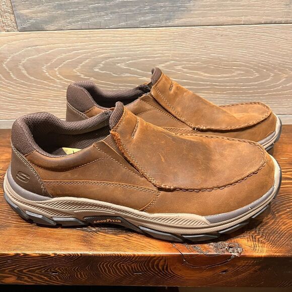 SKECHERS Men's Size 12 Respect Catel Goodyear Sole Memory Foam‎ Shoes Brown - Picture 3 of 10